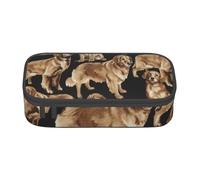 Yyoretp Estuche grande con estampado Golden Retrievers de gran capacidad, estuche para lápices de papelería para suministros de oficina., Black, Talla única, Bolsillo para el paquete