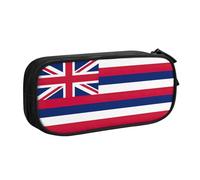 Yyoretp Estuche organizador de maquillaje con estampado de bandera de Hawái de gran capacidad, con cremallera de doble capa., Black, Talla única, Estuche de belleza