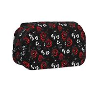 Yyoretp Estuche organizador multifuncional de gran capacidad con estampado de rosas negras, blancas y rojas