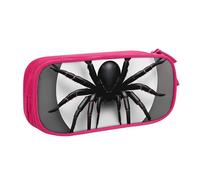 Yyoretp Estuche para lápices con estampado de araña negra de gran capacidad, organizador de maquillaje con cremallera de doble capa., Pink, Talla única, Estuche de belleza
