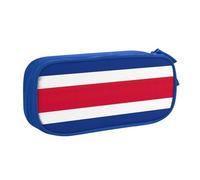 Yyoretp Estuche para lápices con estampado de bandera de Costa Rica de gran capacidad, organizador de maquillaje con cremallera de doble capa., Blue, Talla única, Estuche de belleza