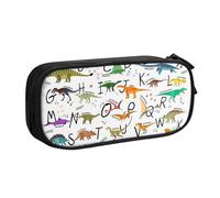 Yyoretp Estuche para lápices con estampado de dinosaurios, con cremallera de doble capa, organizador de lápices con cremallera de gran capacidad., Black, Talla única, Estuche de belleza