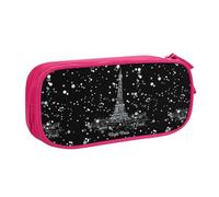 Yyoretp Estuche para lápices con estampado de la Torre Eiffel de París de gran capacidad, organizador de maquillaje con cremallera de doble capa., Pink, Talla única, Estuche de belleza