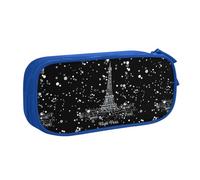 Yyoretp Estuche para lápices con estampado de la Torre Eiffel de París de gran capacidad, organizador de maquillaje con cremallera de doble capa., Blue, Talla única, Estuche de belleza