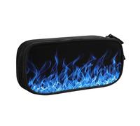 Yyoretp Estuche para lápices con estampado de llama azul de gran capacidad, organizador de maquillaje con cremallera de doble capa., Black, Talla única, Estuche de belleza