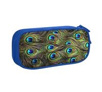 Yyoretp Estuche para lápices con estampado de pavo real fresco de gran capacidad, organizador de maquillaje con cremallera de doble capa., Blue, Talla única, Estuche de belleza
