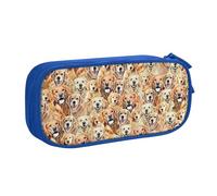 Yyoretp Estuche para lápices con estampado de perros labrador retriever de gran capacidad, organizador de maquillaje con cremallera de doble capa., Blue, Talla única, Estuche de belleza