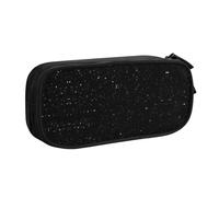Yyoretp Estuche para lápices con estampado de purpurina negra de gran capacidad, organizador de maquillaje con cremallera de doble capa., Black, Talla única, Estuche de belleza