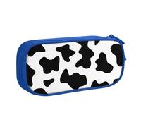 Yyoretp Estuche para lápices con estampado de vaca en blanco y negro de gran capacidad, organizador de maquillaje con cremallera de doble capa., Blue, Talla única, Estuche de belleza