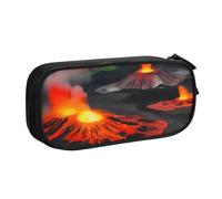 Yyoretp Estuche para lápices con estampado de volcanes Kilauea de gran capacidad, organizador de maquillaje con cremallera de doble capa., Black, Talla única, Estuche de belleza