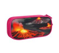 Yyoretp Estuche para lápices con estampado de volcanes Kilauea de gran capacidad, organizador de maquillaje con cremallera de doble capa., Pink, Talla única, Estuche de belleza
