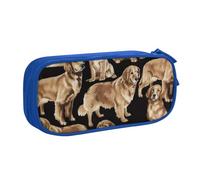 Yyoretp Estuche para lápices con estampado Golden Retrievers de gran capacidad, organizador de maquillaje con cremallera de doble capa., Blue, Talla única, Estuche de belleza