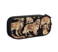 Yyoretp Estuche para lápices con estampado Golden Retrievers de gran capacidad, organizador de maquillaje con cremallera de doble capa., Black, Talla única, Estuche de belleza