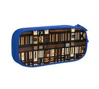 Yyoretp Estuche para lápices con estampado tribal de gran capacidad, con cremallera de doble capa, organizador de maquillaje., Blue, Talla única, Estuche de belleza