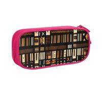 Yyoretp Estuche para lápices con estampado tribal de gran capacidad, con cremallera de doble capa, organizador de maquillaje., Pink, Talla única, Estuche de belleza