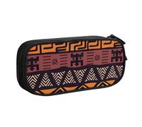 Yyoretp Estuche para lápices con estampado tribal de gran capacidad, con cremallera de doble capa, organizador de maquillaje., Black, Talla única, Estuche de belleza
