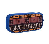 Yyoretp Estuche para lápices con estampado tribal de gran capacidad, con cremallera de doble capa, organizador de maquillaje., Blue, Talla única, Estuche de belleza