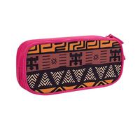 Yyoretp Estuche para lápices con estampado tribal de gran capacidad, con cremallera de doble capa, organizador de maquillaje., Pink, Talla única, Estuche de belleza