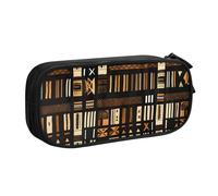 Yyoretp Estuche para lápices con estampado tribal de gran capacidad, con cremallera de doble capa, organizador de maquillaje., Black, Talla única, Estuche de belleza