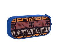 Yyoretp Estuche para lápices con estampado tribal de gran capacidad, con cremallera de doble capa, organizador de maquillaje., Blue, Talla única, Estuche de belleza