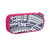 Yyoretp Estuche para lápices con estampado tribal maorí polinesio azul de gran capacidad, estuche organizador de maquillaje con cremallera de doble capa., Pink, Talla única, Estuche de belleza