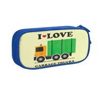 Yyoretp Estuche para lápices con impresión "I Love Garbage Trucks" de gran capacidad, organizador de maquillaje con cremallera de doble capa., Blue, Talla única, Estuche de belleza