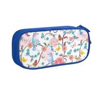 Yyoretp Estuche romántico con estampado de mariposas y pájaros florales de gran capacidad, estuche organizador de maquillaje con cremallera de doble capa., Blue, Talla única, Estuche de belleza