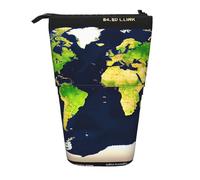 Yyoretp Estuche telescópico para bolígrafos con diseño de mapa del mundo, estuche de almacenamiento para bolígrafos, portátil de pie