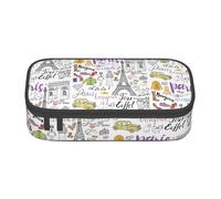 Yyoretp French Paris Tour - Estuche para lápices con impresión de la Torre Eiffel, gran capacidad, organizador de oficina, caja de maquillaje