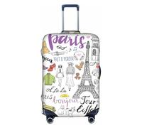 Yyoretp French Paris Tour - Funda elástica para equipaje, diseño de la Torre Eiffel, funda protectora para maleta con cremallera para 45,7 a 81,3 cm., White, S