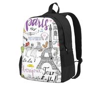 Yyoretp French Paris Tour - Mochila informal con estampado de la Torre Eiffel para mujeres y hombres, mochila de computadora de viaje de gran capacidad