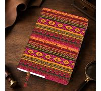Yyoretp Funda de piel auténtica recargable con estampado bohemio de arte folclórico mexicano, tamaño A5, fundas para cuaderno de diario