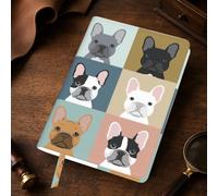 Yyoretp Funda de piel auténtica recargable con estampado de bulldog francés, tamaño A5