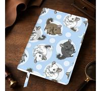 Yyoretp Funda de piel auténtica recargable con estampado de chinchillas y lunas, tamaño A5, color azul