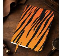 Yyoretp Funda de piel auténtica recargable con estampado de rayas de tigre, tamaño A5