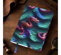 Yyoretp Funda de piel con estampado de escamas de dragón mágico en 3D, tamaño A5, recargable, de piel auténtica