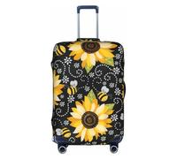 Yyoretp Funda elástica para equipaje con estampado de abeja de girasol, funda de protección para maleta con cremallera que se adapta a 45,7 a 81,3 cm., White, M