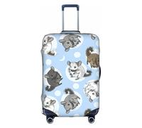 Yyoretp Funda elástica para equipaje con estampado de chinchillas y lunas, color azul, funda protectora para maleta con cremallera para 45,7 a 81,3 cm., White, S