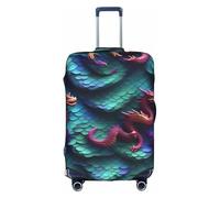 Yyoretp Funda elástica para equipaje con estampado de escamas de dragón mágico en 3D, funda de protección para maleta con cremallera, se adapta a 18-32 pulgadas., White, S