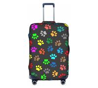 Yyoretp Funda elástica para equipaje con estampado de huellas de perro coloridas, color negro, funda protectora para maleta con cremallera que se adapta a 18-32 pulgadas., White, L
