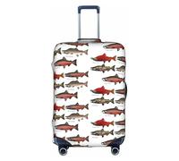 Yyoretp Funda elástica para equipaje con estampado de salmón, funda de protección para maleta con cremallera que se adapta a 18-32 pulgadas., White, L