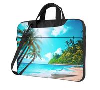 Yyoretp Funda para portátil con estampado de playa y océano tropical, funda portátil de un solo hombro, compatible con 13 a 16 pulgadas, Black, 14 inch