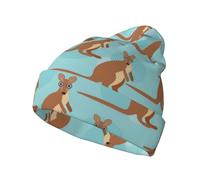 Yyoretp Gorro de punto con estampado de zoológico de canguro divertido para adultos, gorro elástico para mantener el calor, para mujeres y hombres, color negro