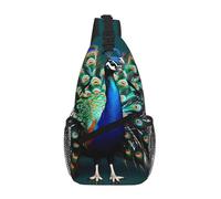 Yyoretp Hermosa mochila cruzada con estampado de pavo real para viajes, senderismo, escalada