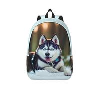 Yyoretp Husky - Mochilas de lona con estampado de perro, casual, ligera, deportiva, bolsa multiusos de viaje, Black, M, Casual