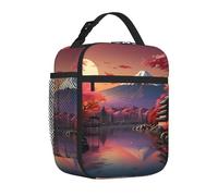 Yyoretp Japan Mount Fuji - Lonchera con estampado de paisaje para hombres y mujeres, duradera, reutilizable, para adultos, para viajes, trabajo, picnic.