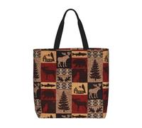 Yyoretp Lodge Bear - Bolsa de mano de gran capacidad con cremallera, bolsa de hombro reutilizable para compras