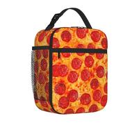 Yyoretp Lonchera con estampado de pizza y pepperoni 3D para hombres y mujeres, duradera, reutilizable, para adultos, para viajes, trabajo, picnic.