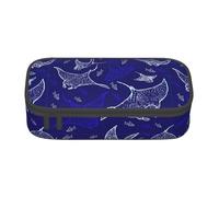 Yyoretp Manta Ray and Fish Print - Estuche de gran capacidad, organizador de oficina, caja de maquillaje