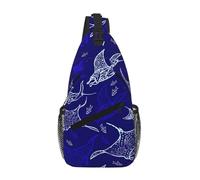 Yyoretp Manta Ray and Fish Print Sling Bag Bandolera Bandolera Bandolera Mochila Mochila Pecho Pack para Viajes Senderismo Escal